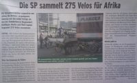 Die SP sammelt 275 Velos für Afrika